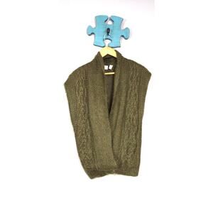 Vintage 80s Linda Allard Mohair Blend Green Cardigan Sweater Vest Size P